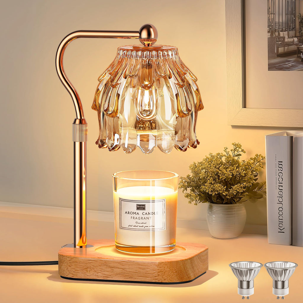 Candle Warmer Lamp with Timer Dimmer Adjustable Height Glass K97089