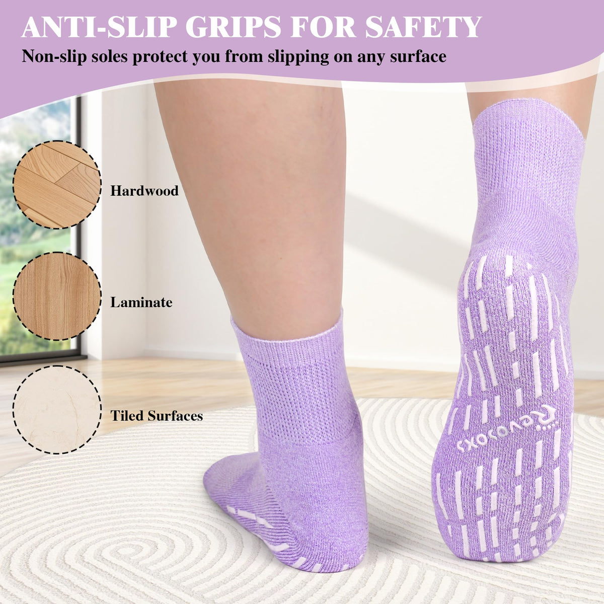 Non Slip Seamless Diabetic Ankle Socks 5 Pairs W93109