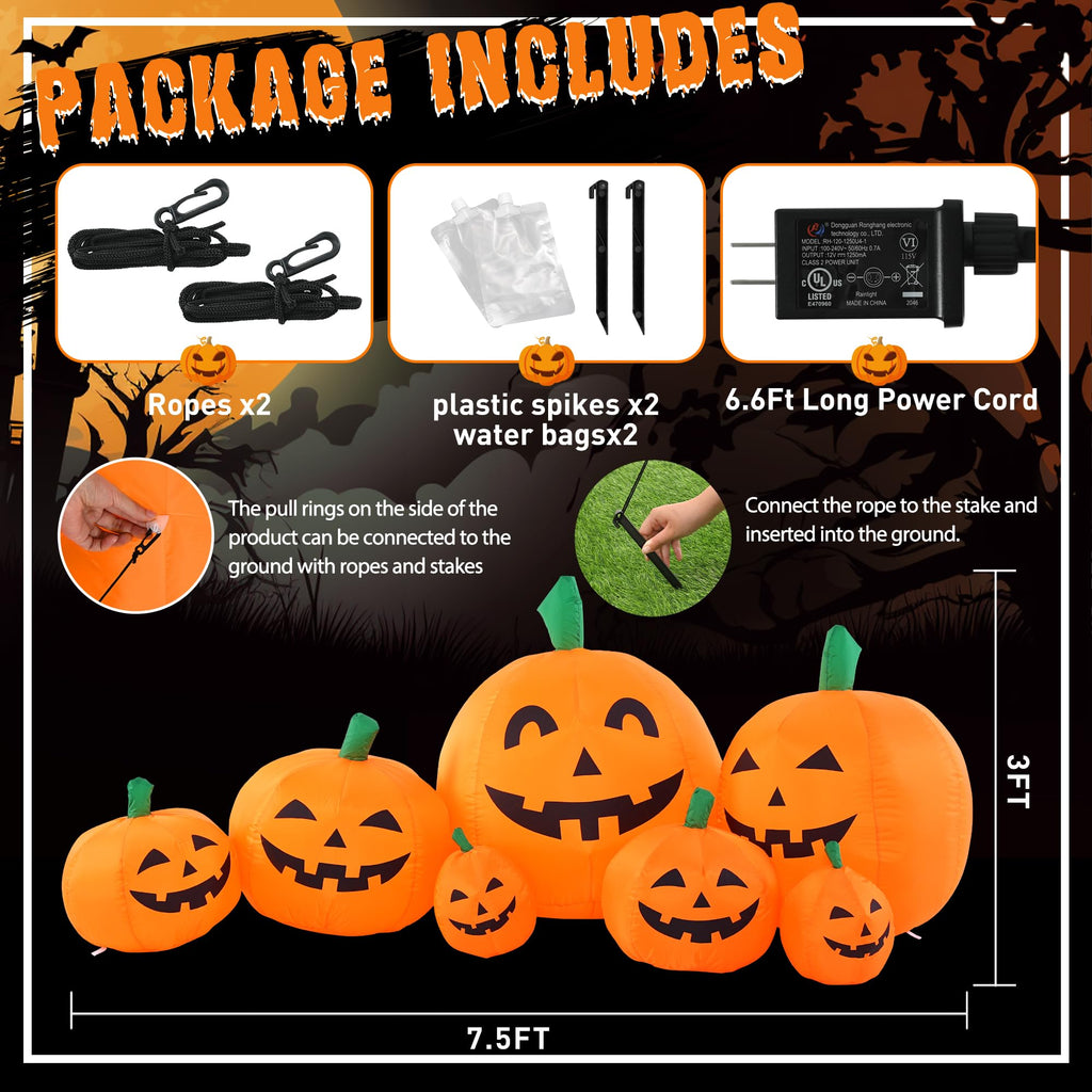 7.5FT Inflatable Outdoor Decoration Pumpkin H606