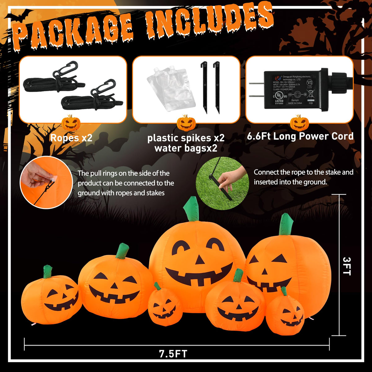 7.5FT Inflatable Outdoor Decoration Pumpkin H606
