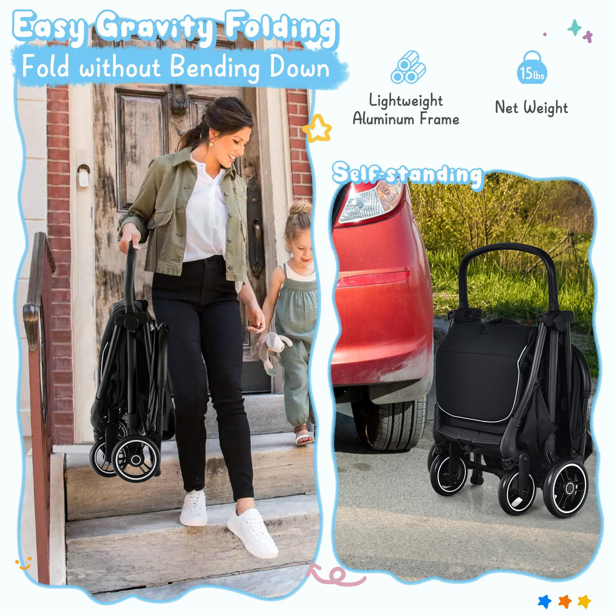 Lightweight Compact Baby Stroller with Canopy B8692