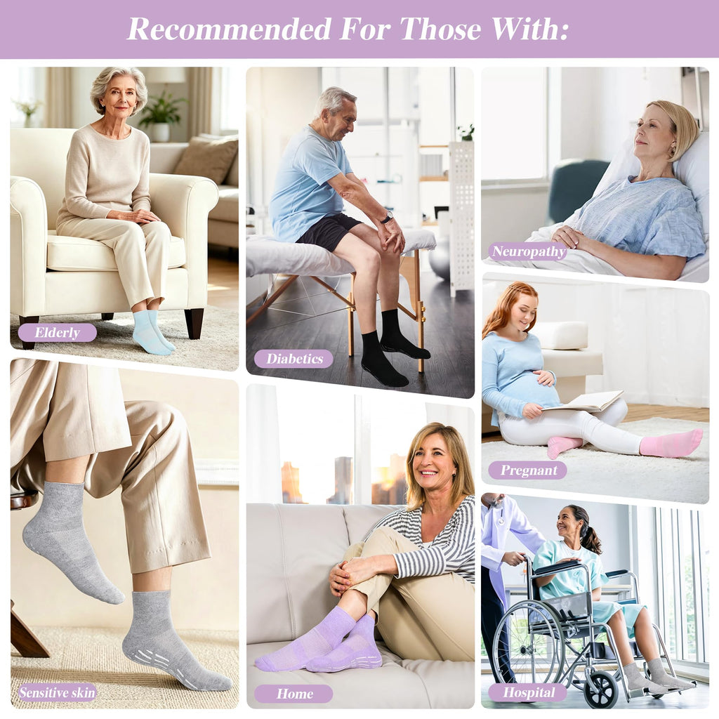 Non Slip Seamless Diabetic Ankle Socks 5 Pairs W93109