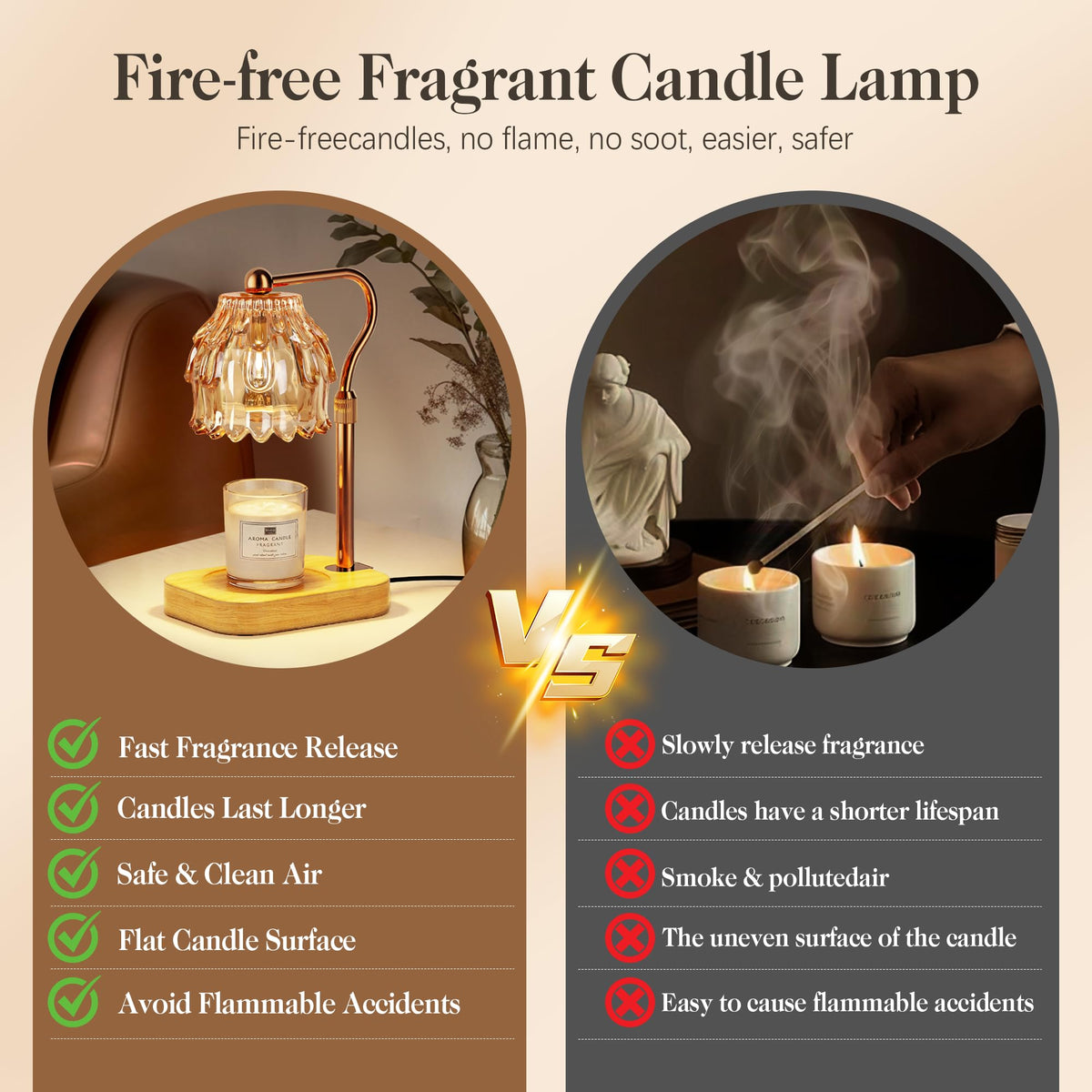 Candle Warmer Lamp with Timer Dimmer Adjustable Height Glass K97089