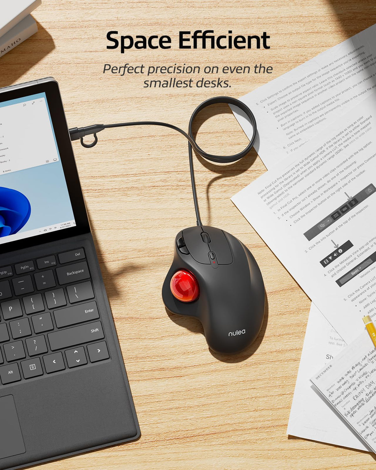 Wired Trackball Mouse Ergonomic Thumb Control X6345