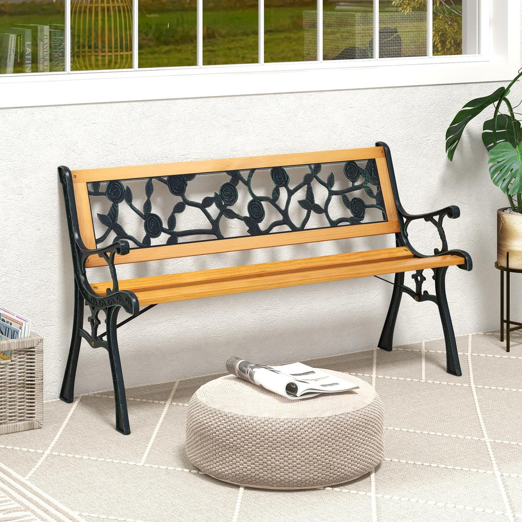 Iron Hardwood Garden Bench J896