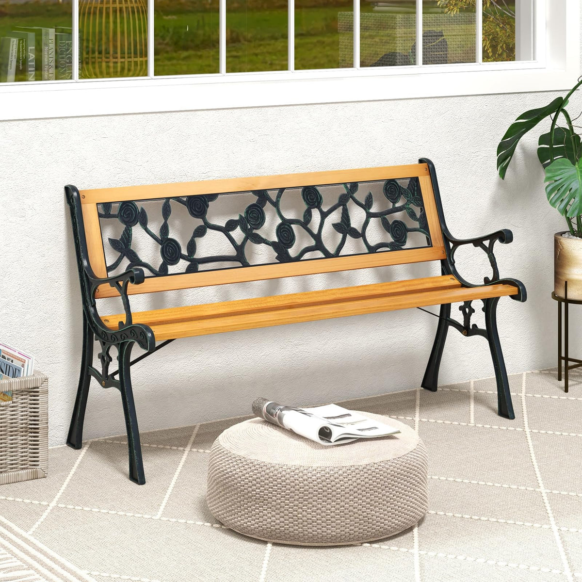 Iron Hardwood Garden Bench J896