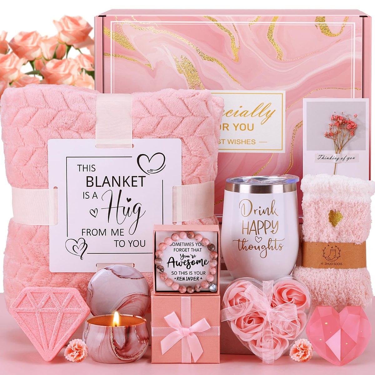 Pink Relaxing Spa Gift Set with Blanket B330439