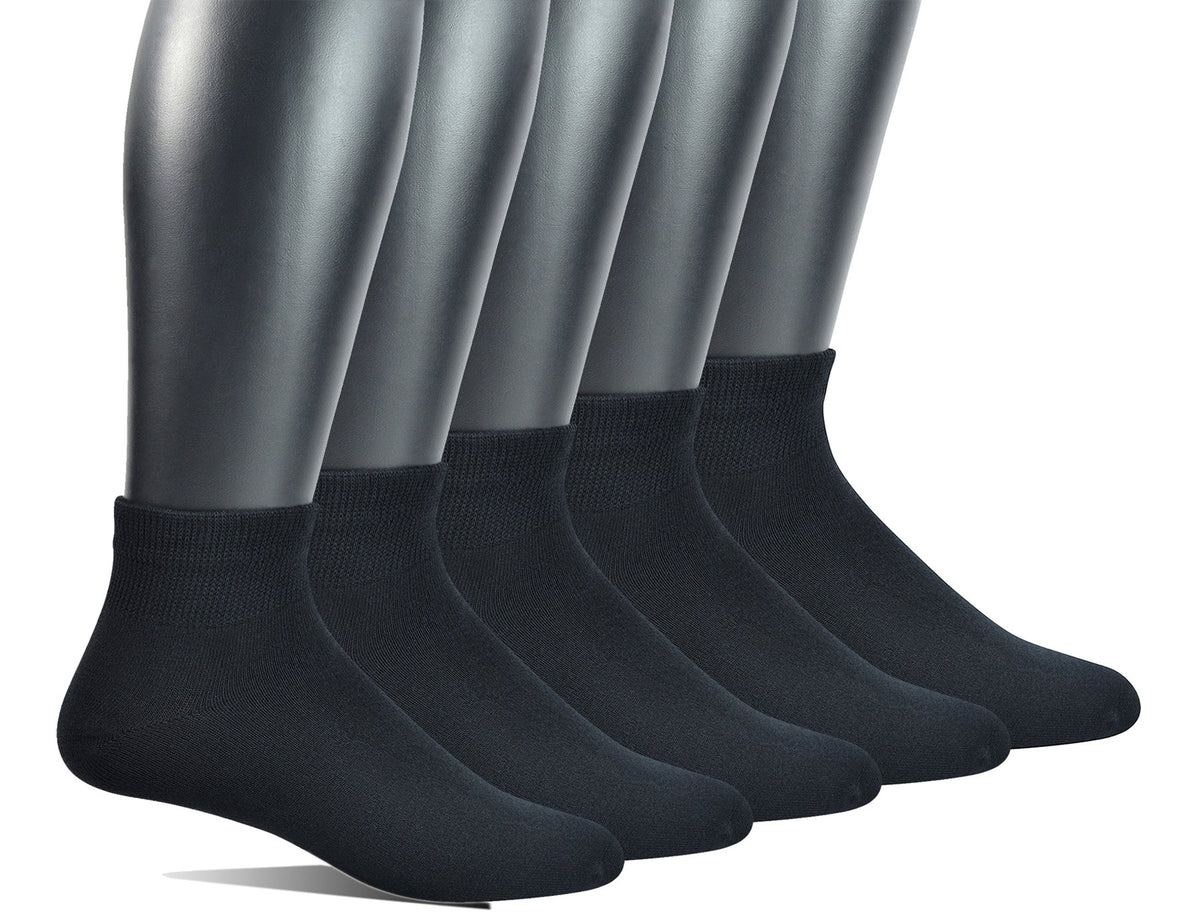 Men's 5 Pairs Non-binding Flat-Knit Ankle Socks with Seamless Toe S504