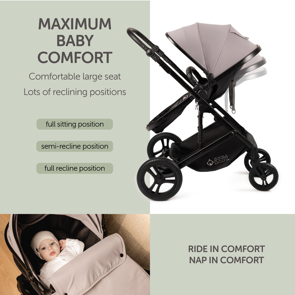 2-in-1 Foldable Baby Stroller with Extendable Canopy N8730