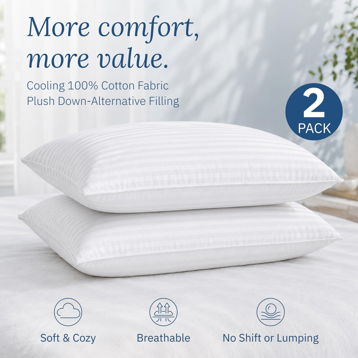 White King Size Bed Pillows Set of 2 E9330