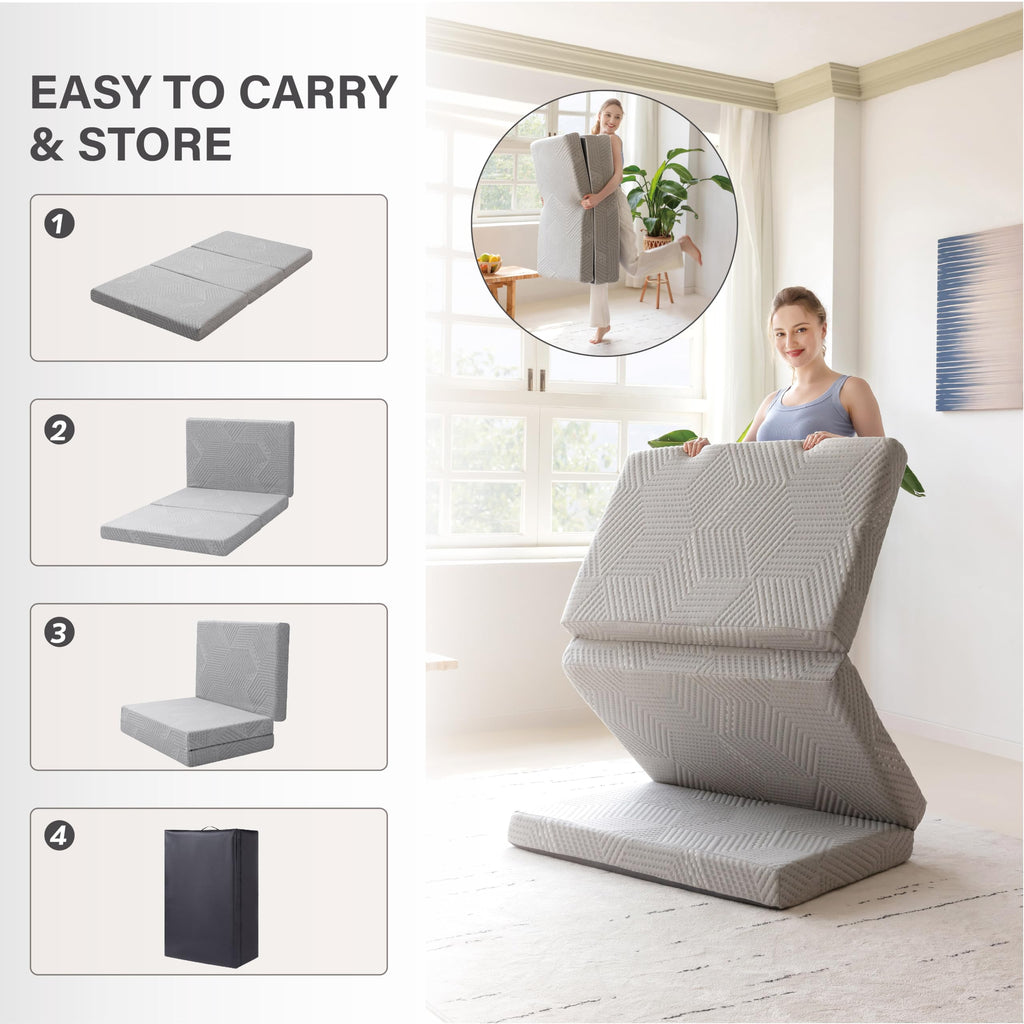 4 Inch Gel Memory Foam Trifold Mattress P794