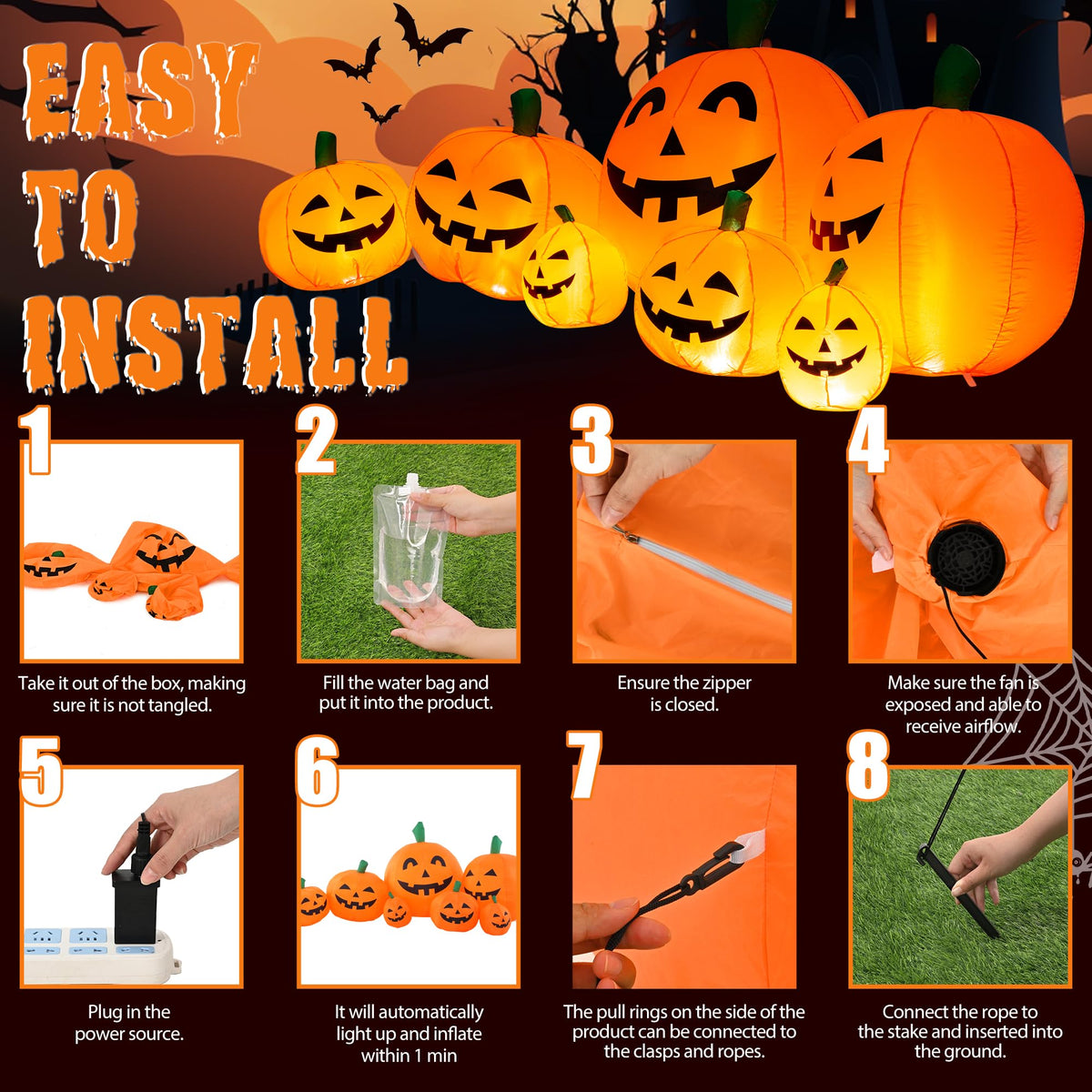 7.5FT Inflatable Outdoor Decoration Pumpkin H606