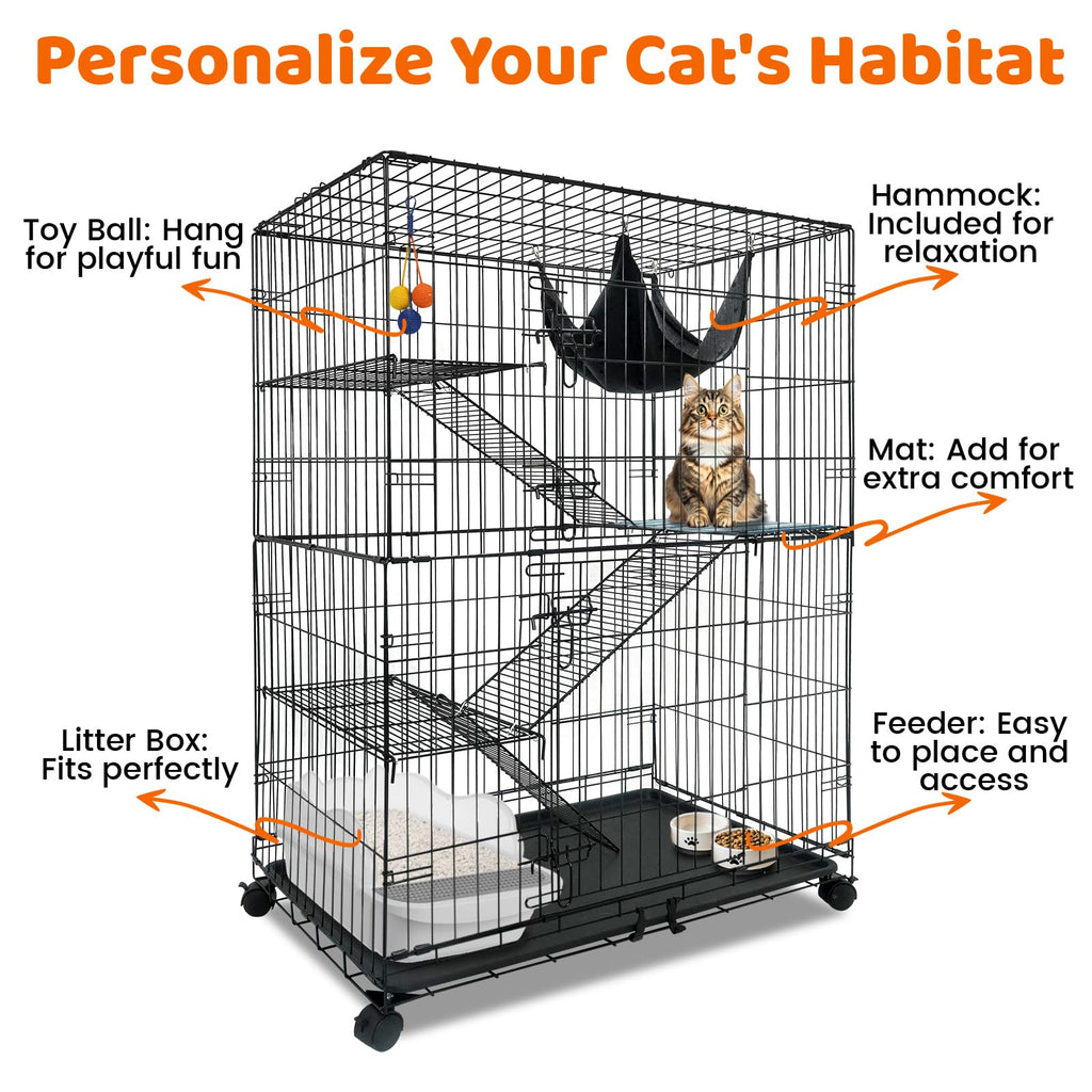 50 Inch 4-Tier Cat Crate with Wheels U161
