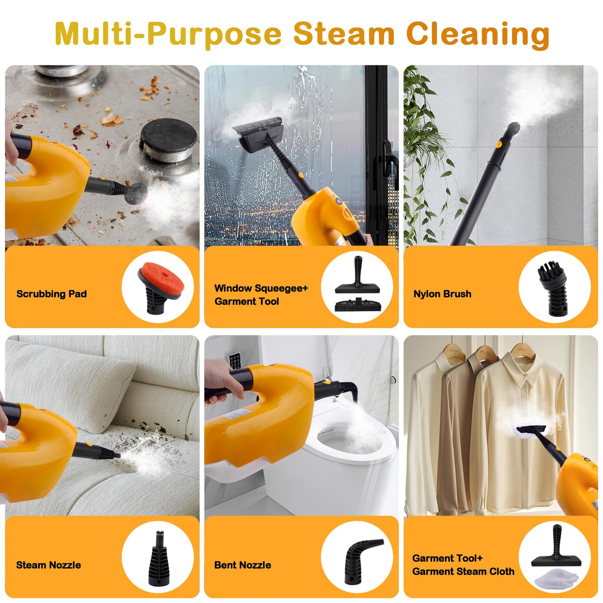 Steam Mop with 23FT Cord, 12OZ Removable Tank K552