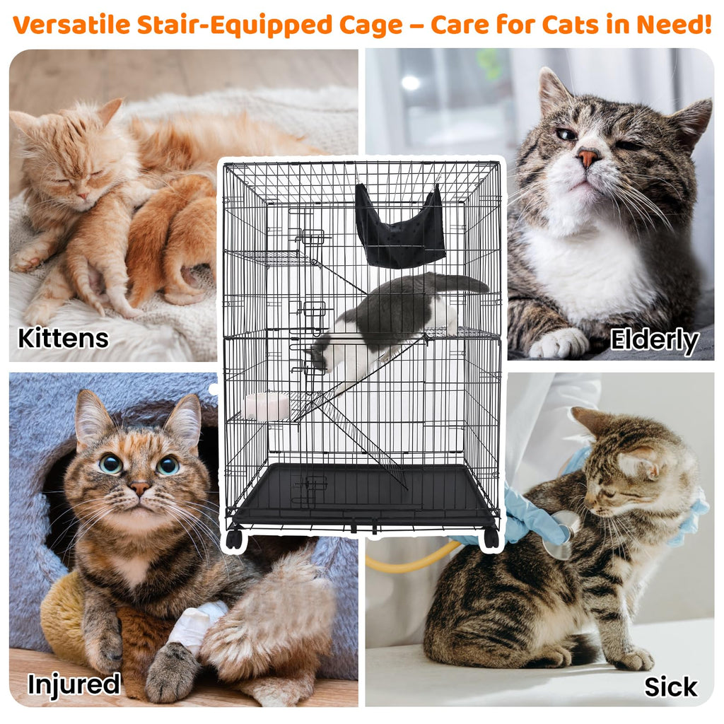 50 Inch 4-Tier Cat Crate with Wheels U161