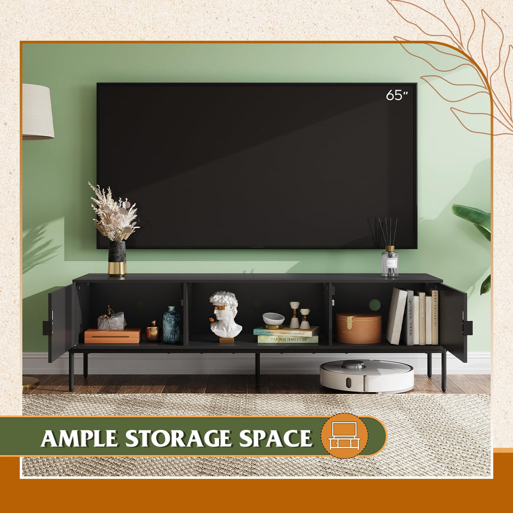 Black TV Stand with Metal Legs H456