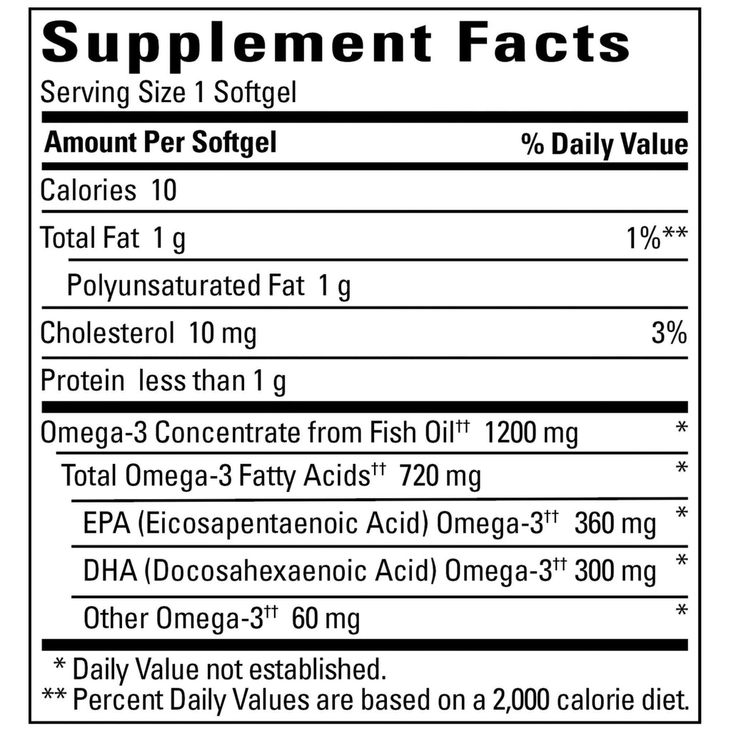 Fish Oil Omega 3 Supplement 1200 mg 120 Softgels K37989