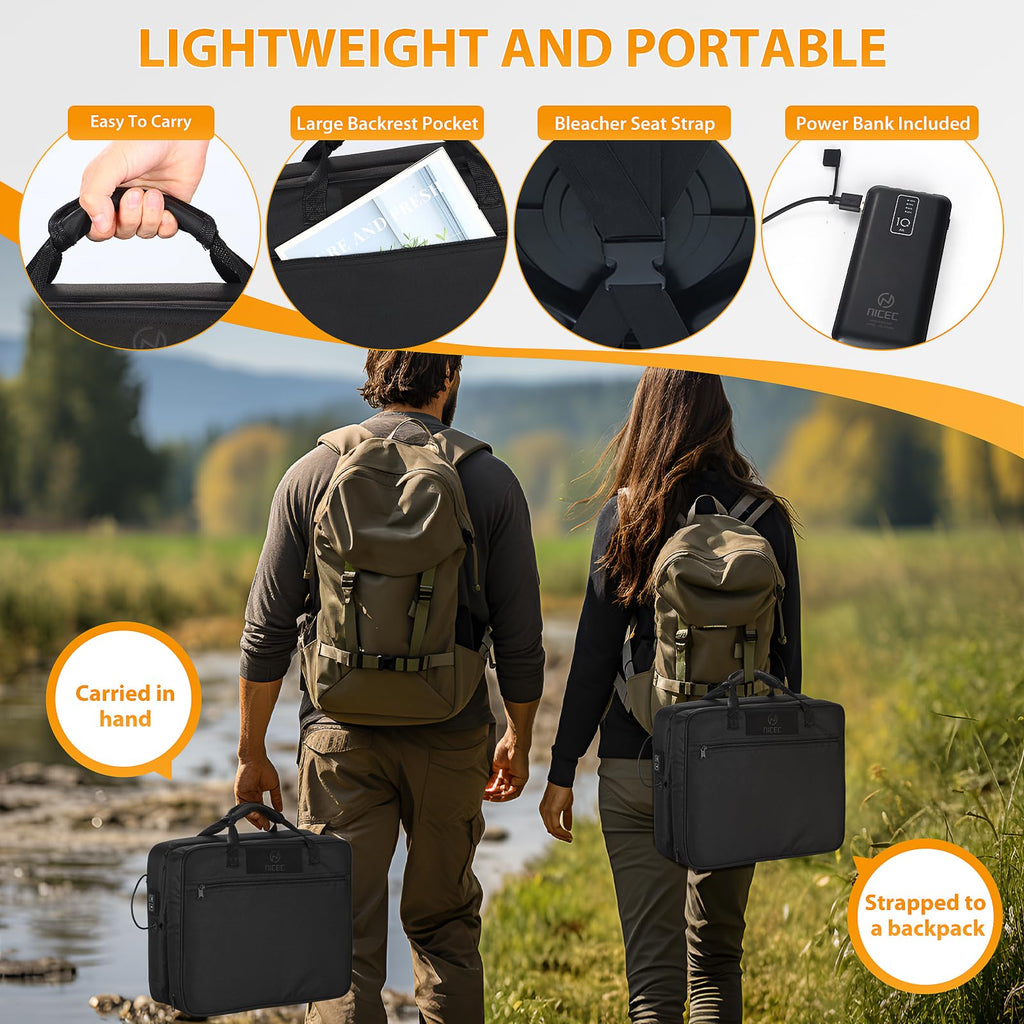 Heated Stadium Seat Cushion with Back 2 Pack R788