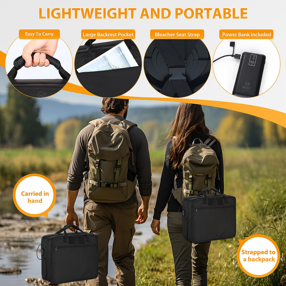 Heated Stadium Seat Cushion with Back 2 Pack R788