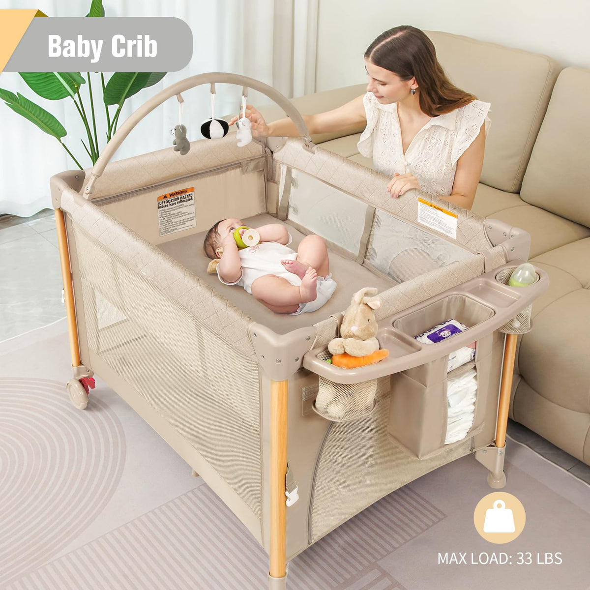 5 in 1 Beige Baby Bassinet M437558