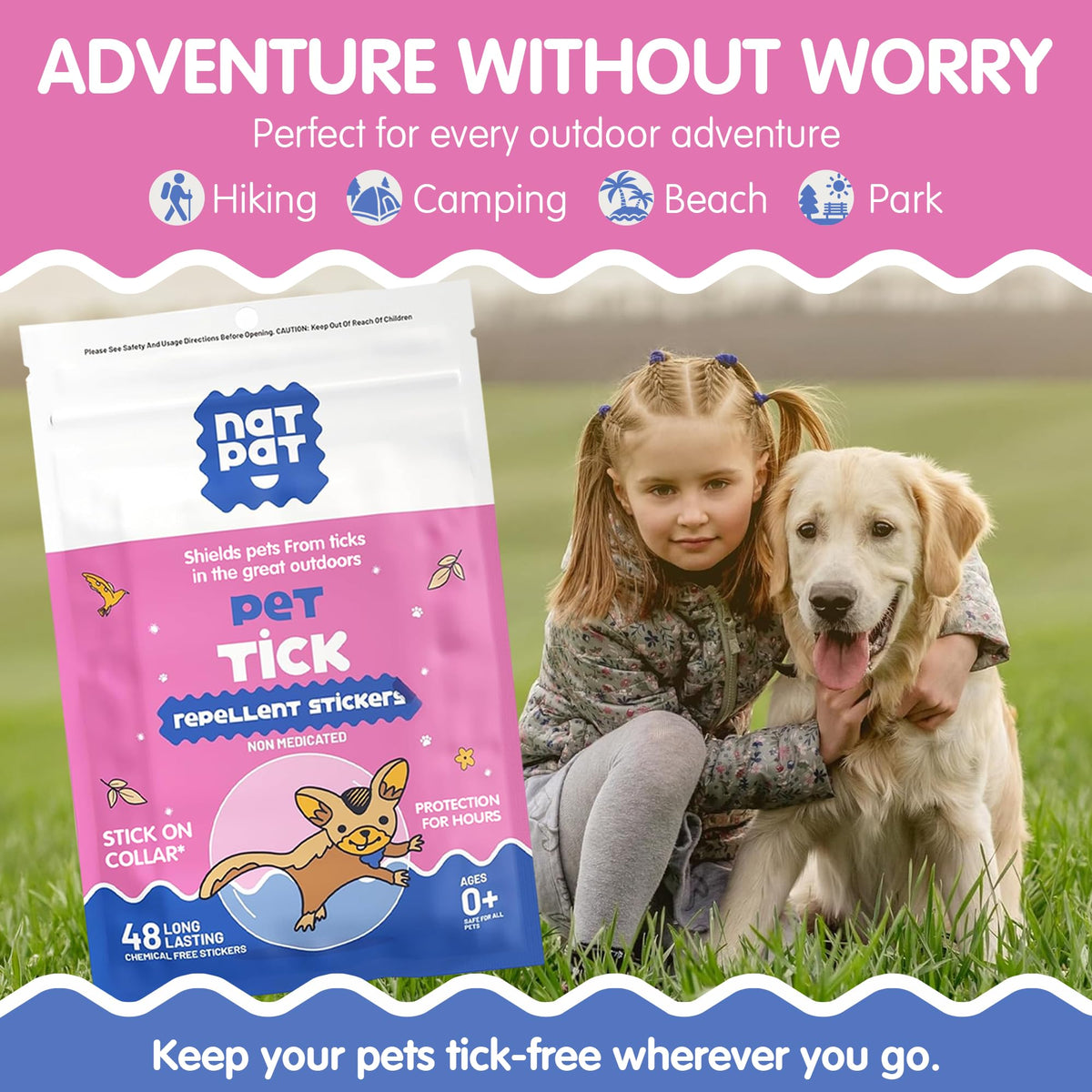 Tick Repellent Pet Patches for Dogs and Cats, 48 Count S794539