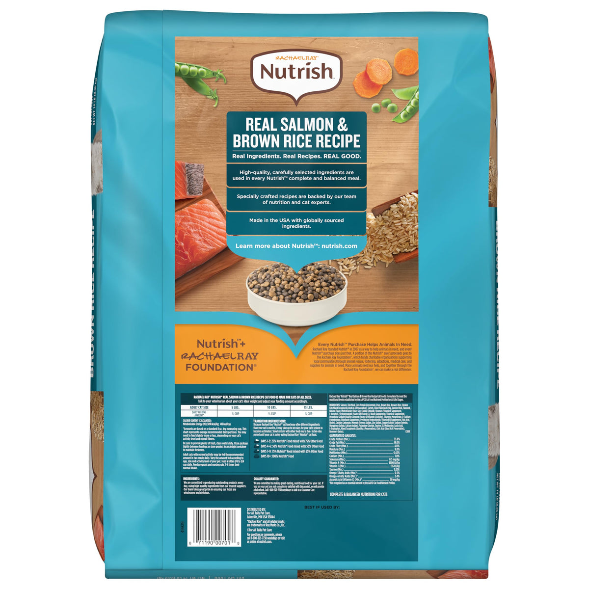 Salmon & Brown Rice Recipe Dry Cat Food 14 lb. Bag L69051
