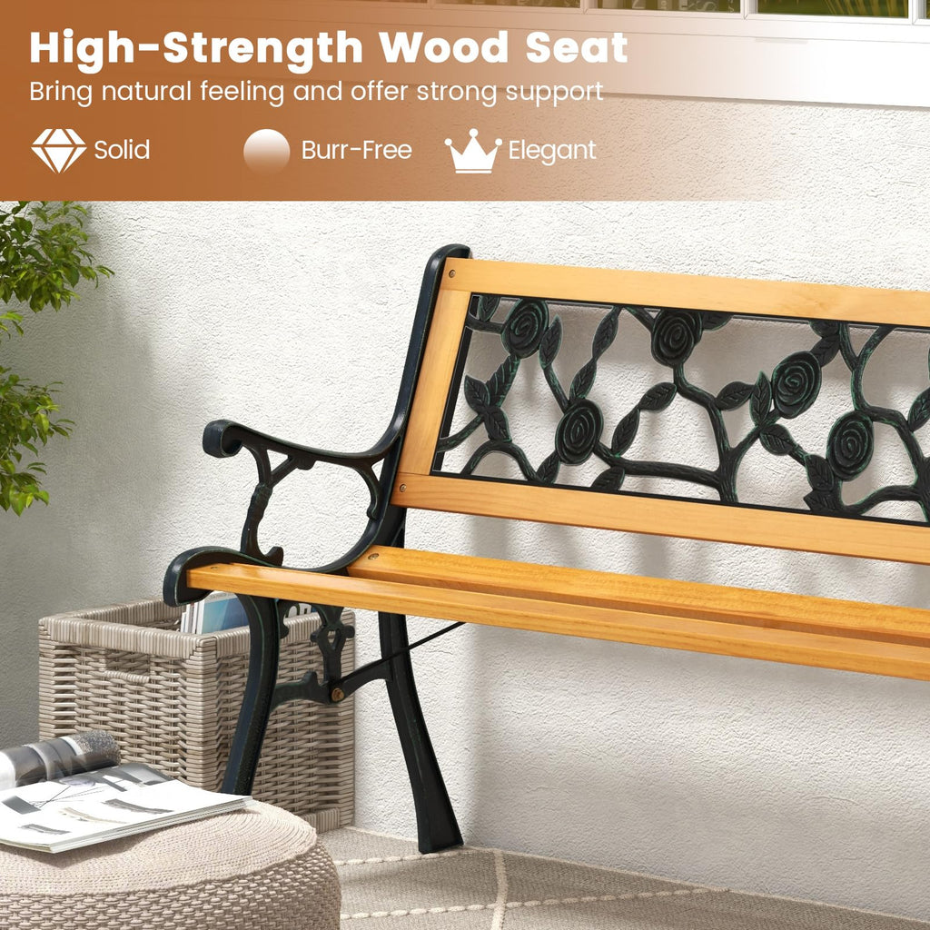Iron Hardwood Garden Bench J896