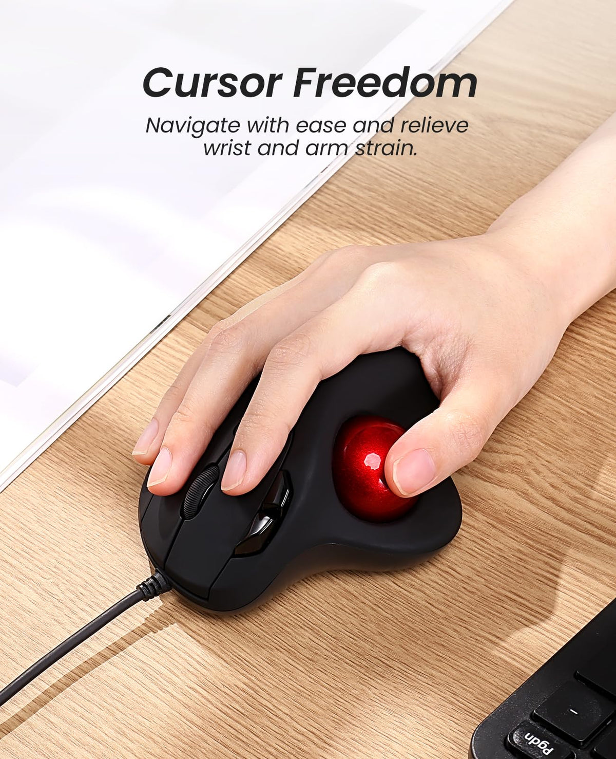Wired Trackball Mouse Ergonomic Thumb Control X6345