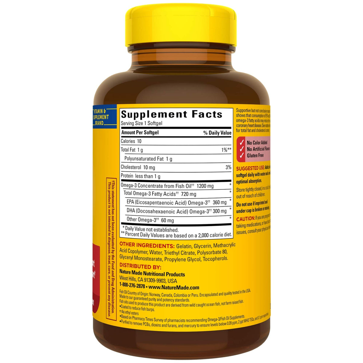 Fish Oil Omega 3 Supplement 1200 mg 120 Softgels K37989