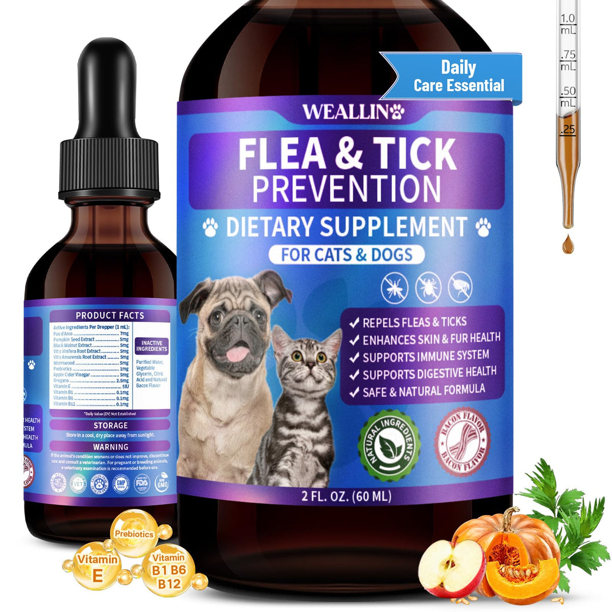 Flea and Tick Prevention Support with Multivitamin 60ml V77468