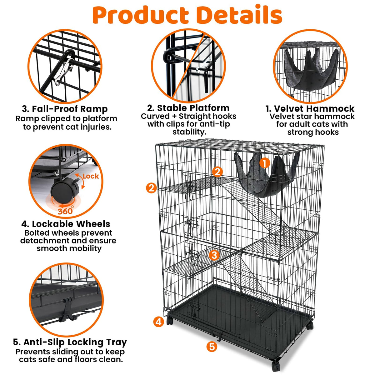 50 Inch 4-Tier Cat Crate with Wheels U161