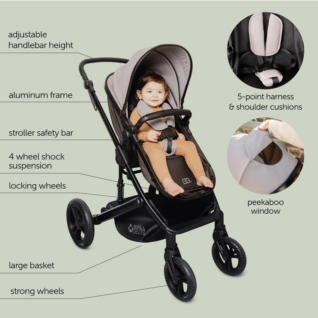 2-in-1 Foldable Baby Stroller with Extendable Canopy N8730