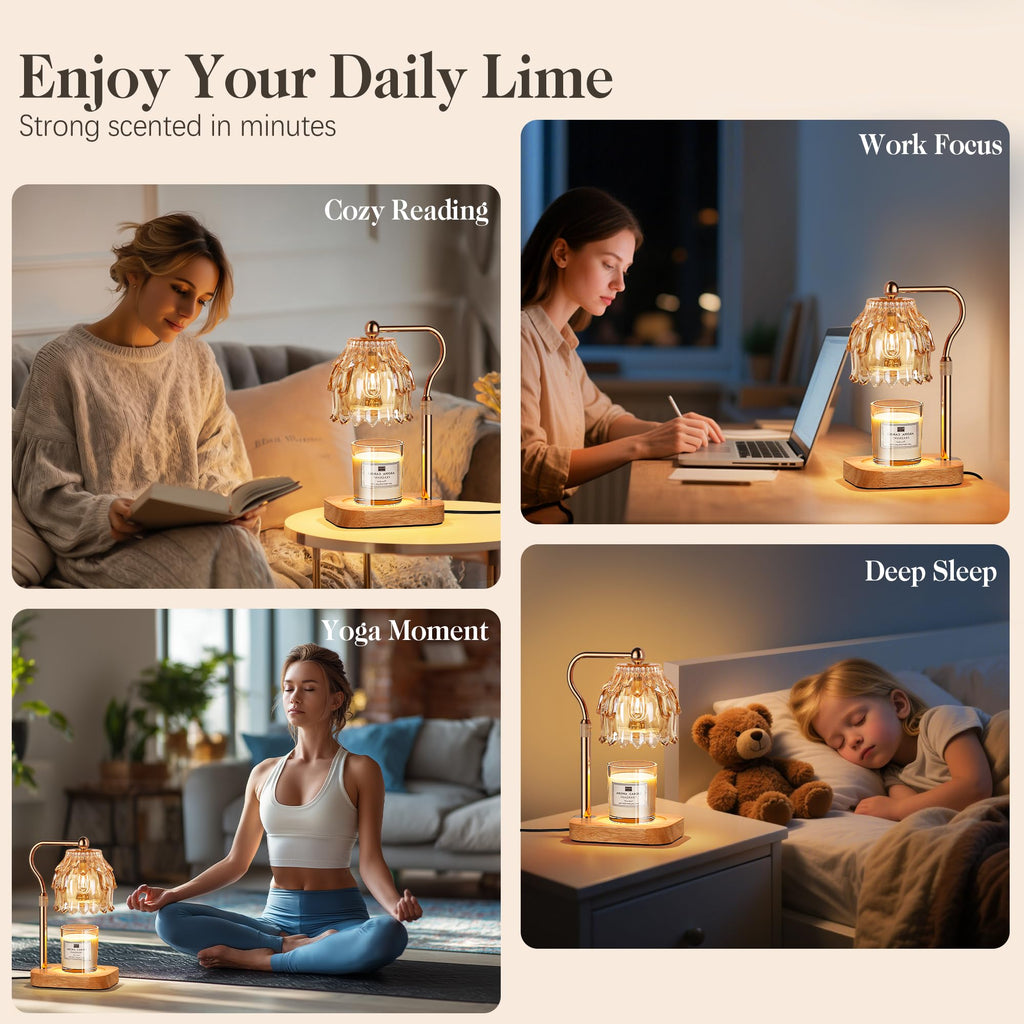 Candle Warmer Lamp with Timer Dimmer Adjustable Height Glass K97089