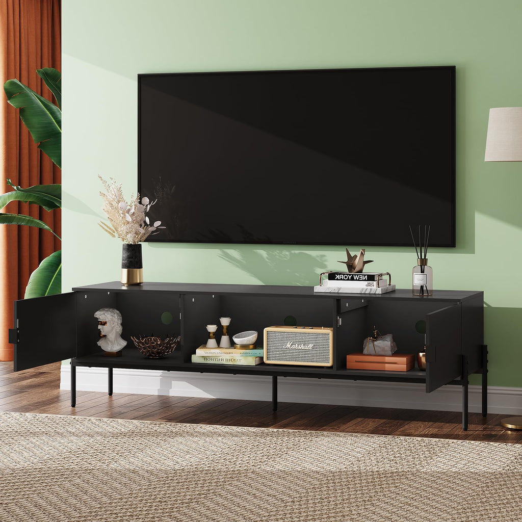 Black TV Stand with Metal Legs H456