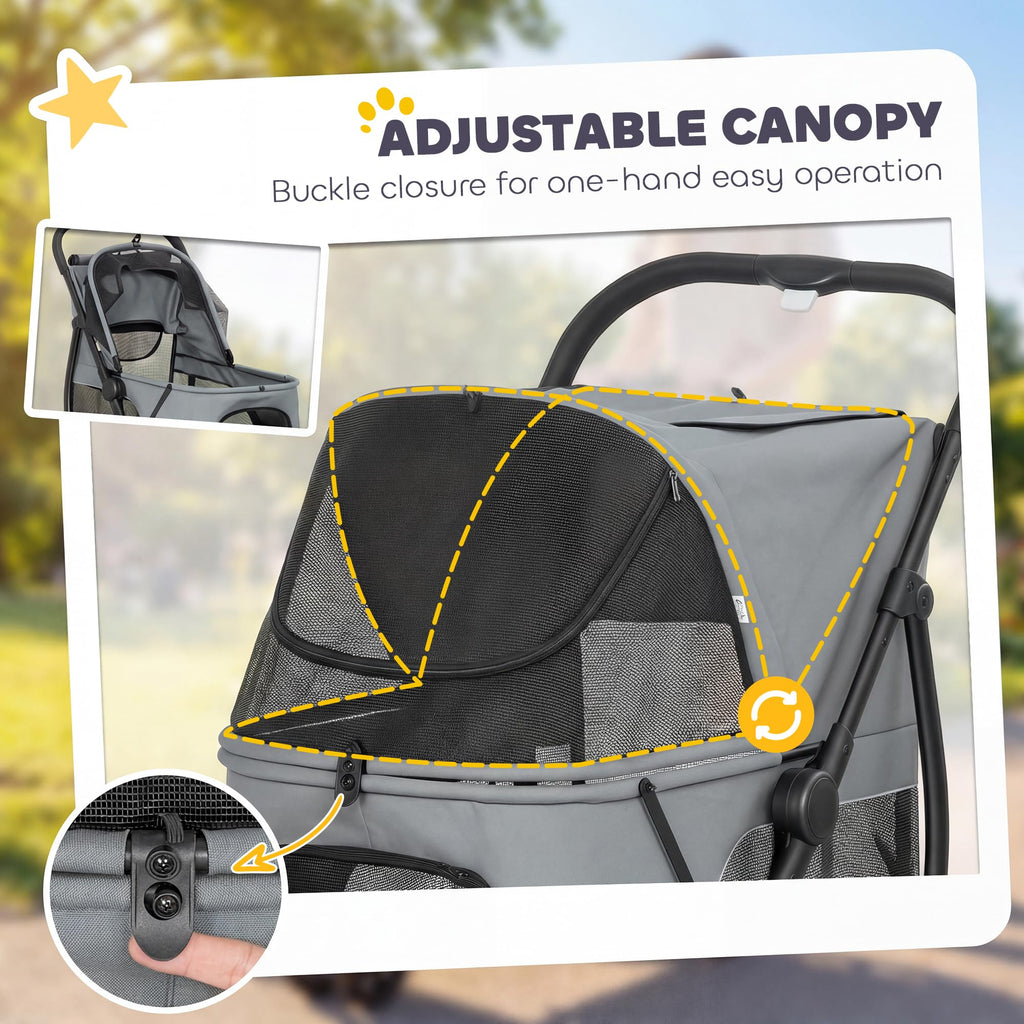 3 Wheel Pet Stroller up to 44 lbs Gray C764662