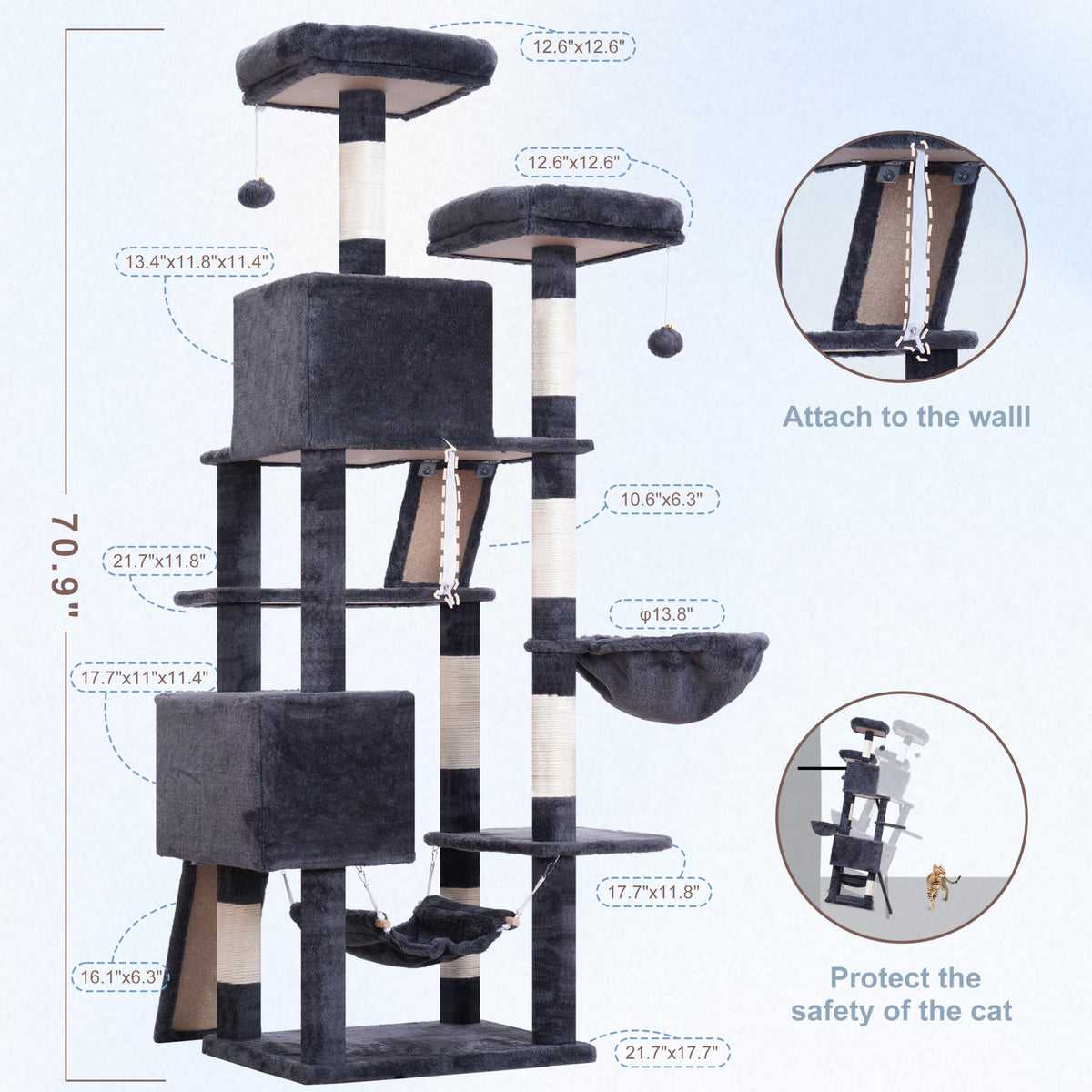 71'' Cat Tree with Scratching Post F818