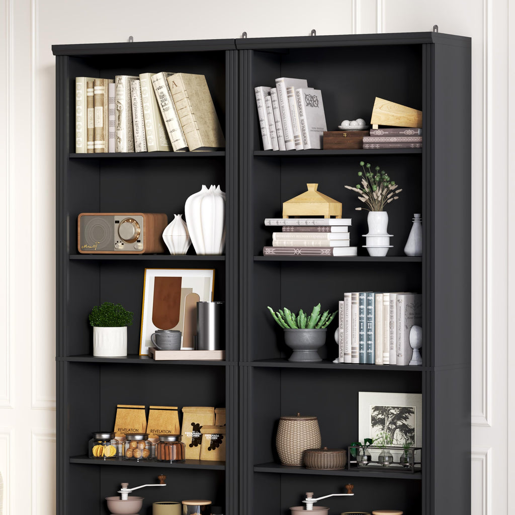 Black 75" Tall 6 Tier Adjustable Bookshelf J523