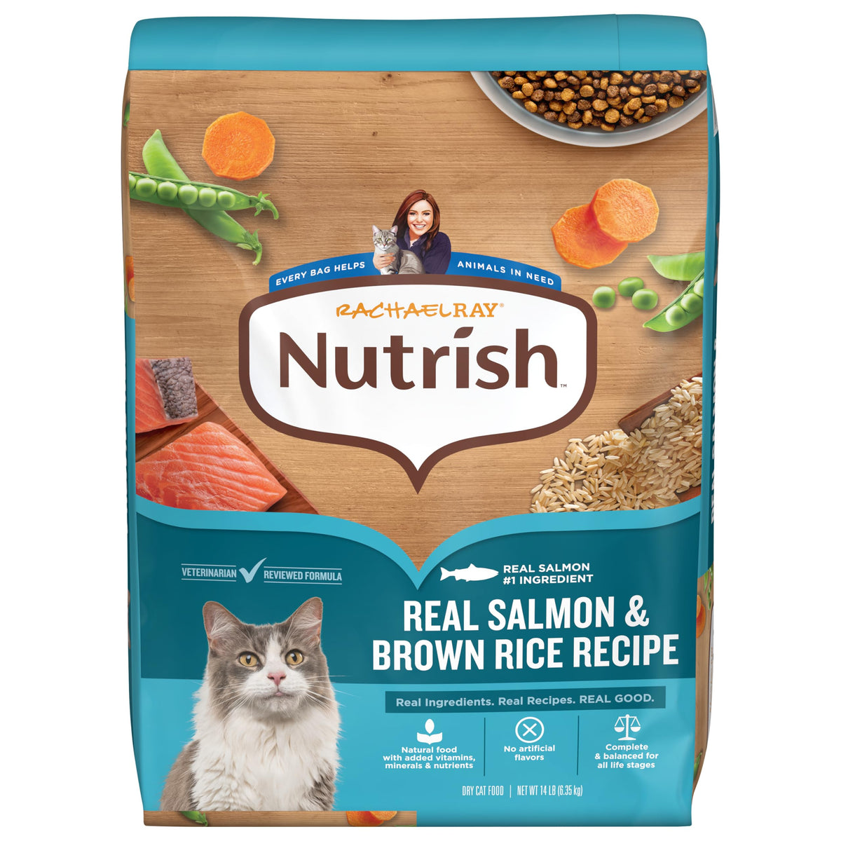 Salmon & Brown Rice Recipe Dry Cat Food 14 lb. Bag L69051