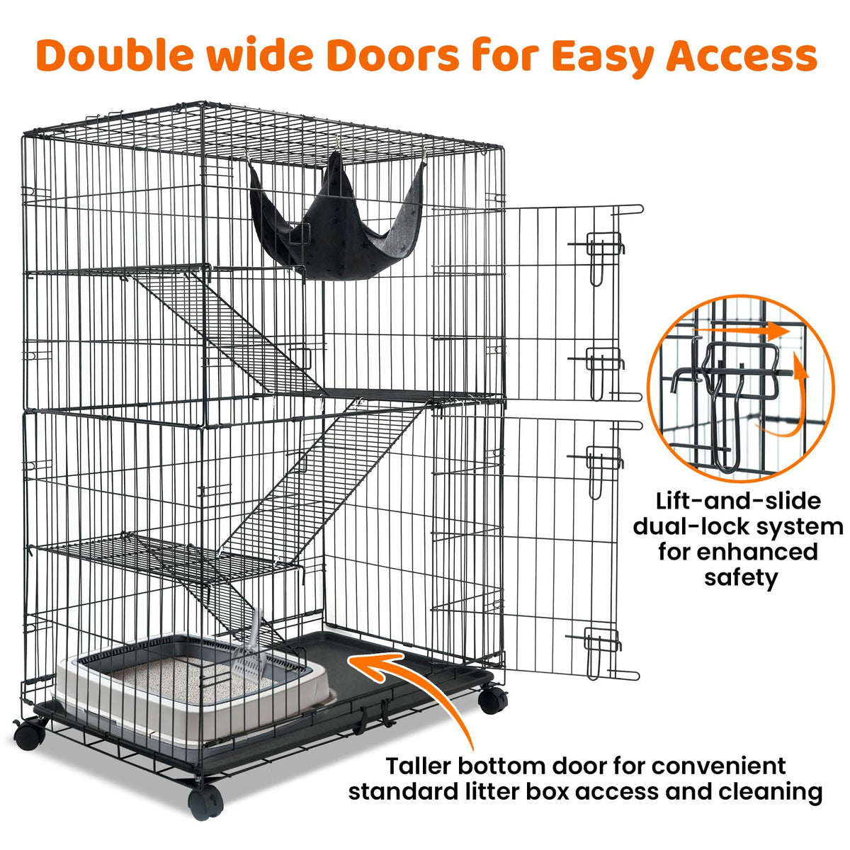 50 Inch 4-Tier Cat Crate with Wheels U161