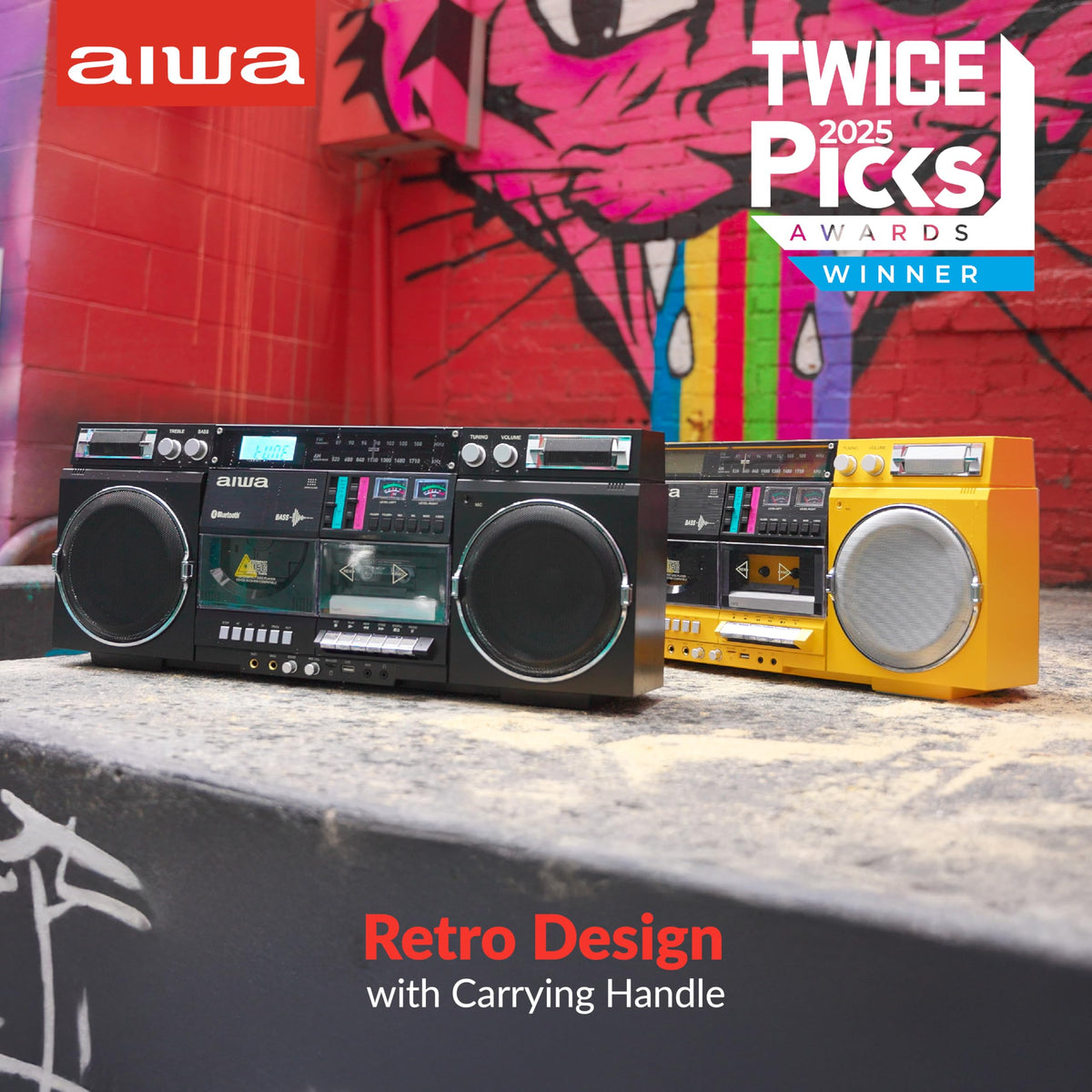 Retro Boombox CD Player with Cassette Recording, Bluetooth, FM/AM Radio, USB/SD/AUX Inputs, Dual 40W Speakers C641031