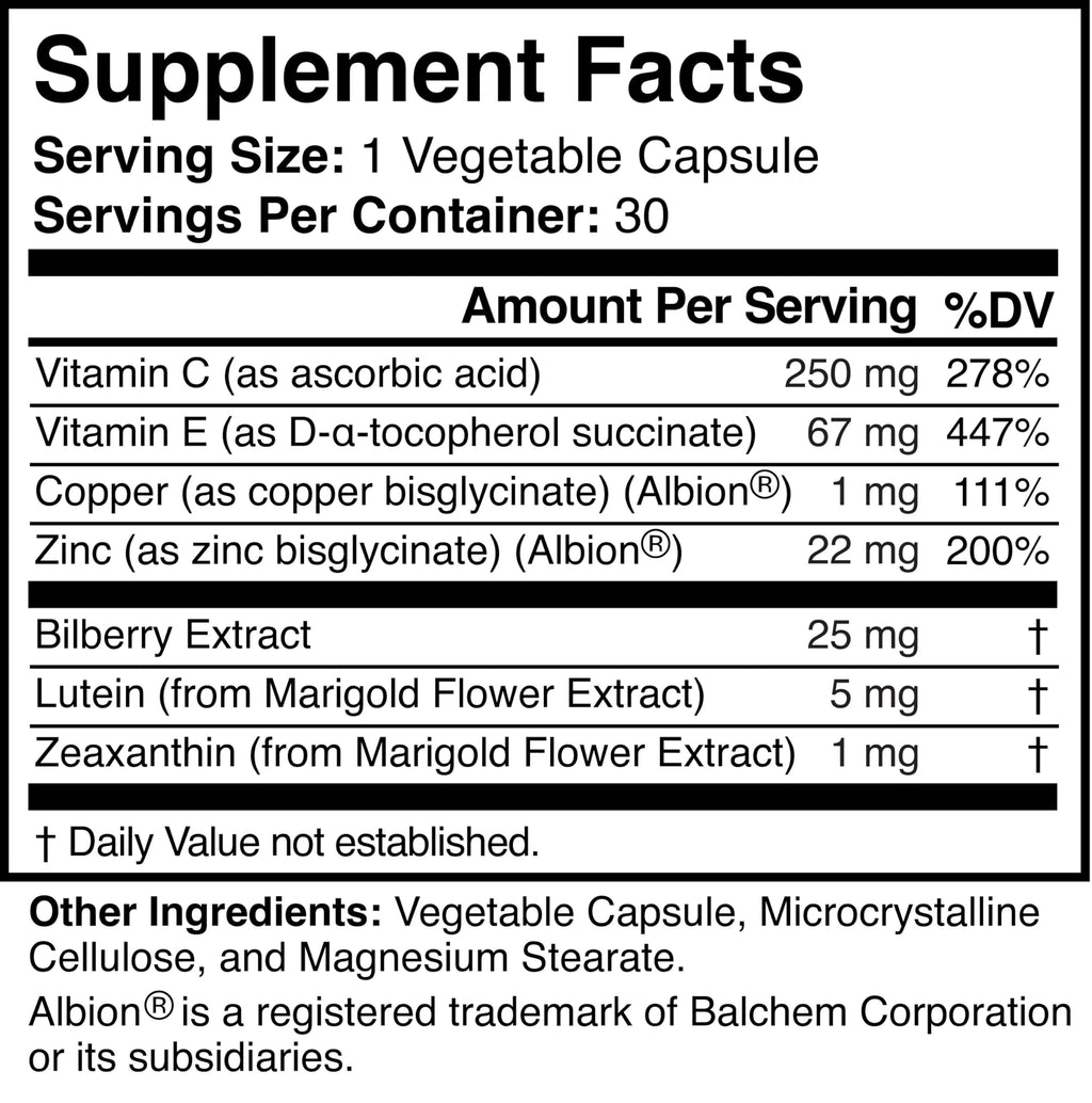 Natural Eye and Vision Support Supplement, Vegan, Gluten-Free X62965