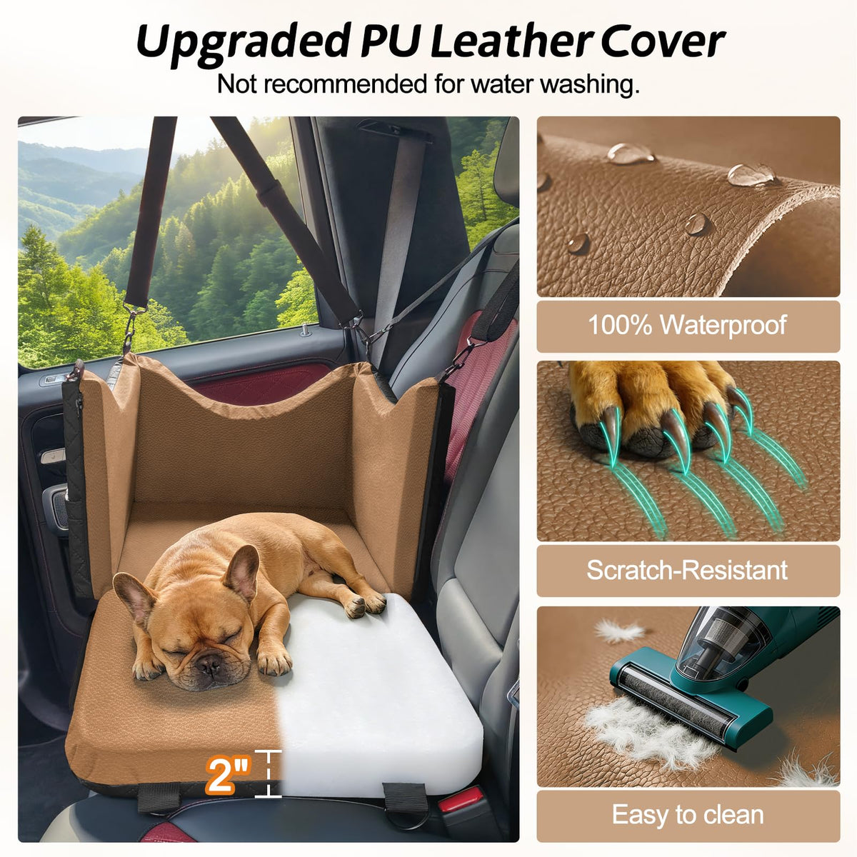 Waterproof PU Leather Dog Car Seat with Safety Belt Z415542