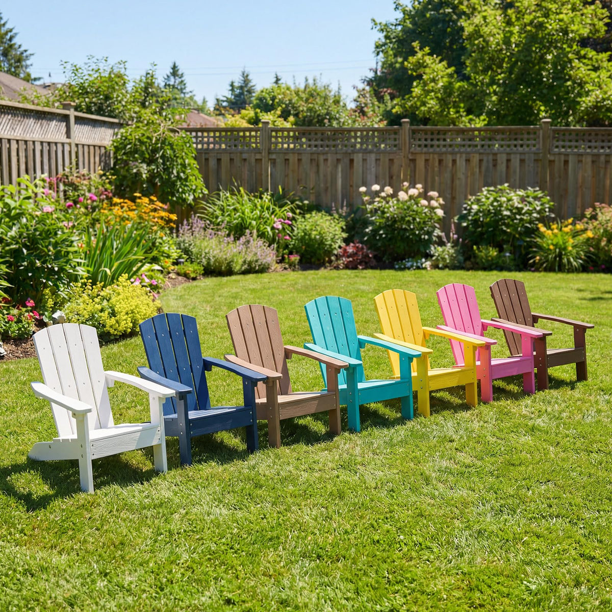 Kids Adirondack Chair, Plastic Toddler Lawn Chair, All-Weather Outdoor Chairs, Turquoise B5990