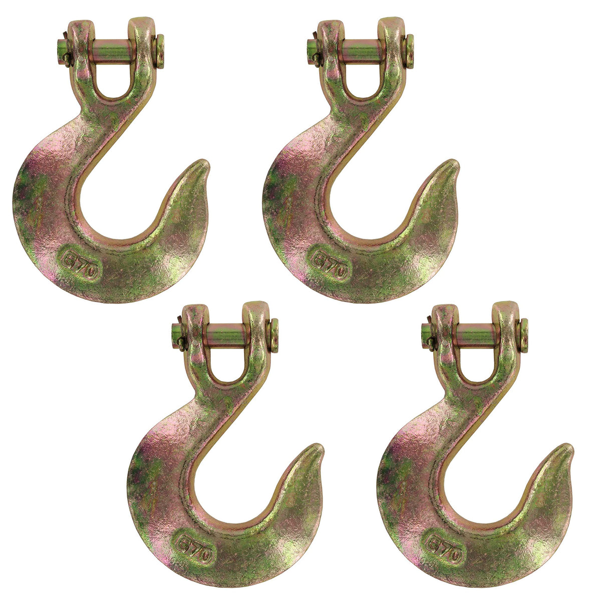3/8 Inch Clevis Slip Hooks 4-Pack Grade 70 Yellow Zinc Chromate B37037