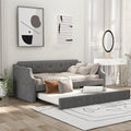 Twin Size Gray Linen Upholstered Daybed with Trundle M998851