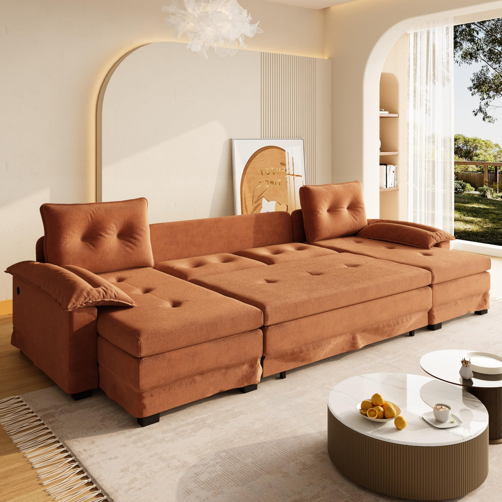 110" 3-in-1 Convertible Sleeper Sofa Bed E28216