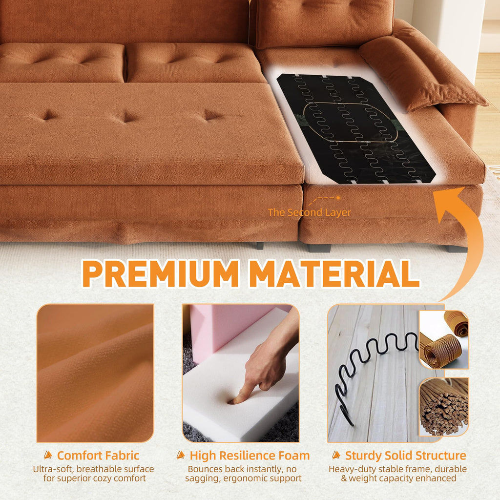 110" 3-in-1 Convertible Sleeper Sofa Bed E28216