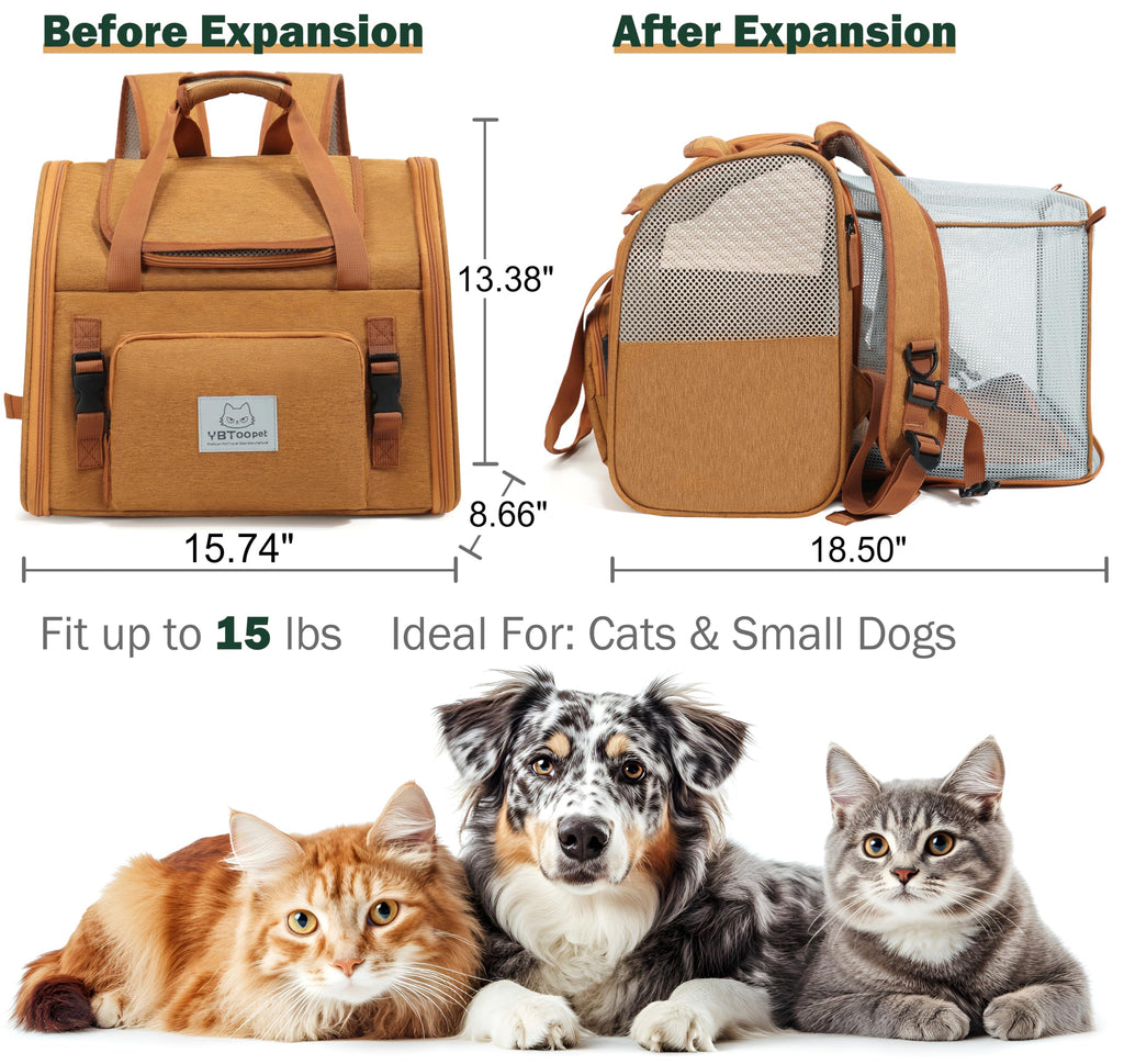 Brown Expandable Cat Backpack T4628