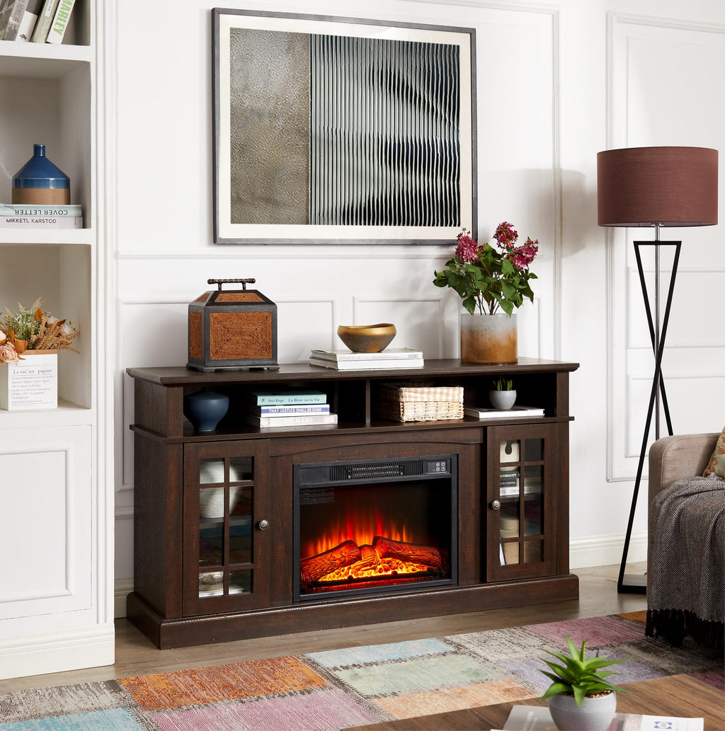 58-Inch Espresso Fireplace TV Stand B5462