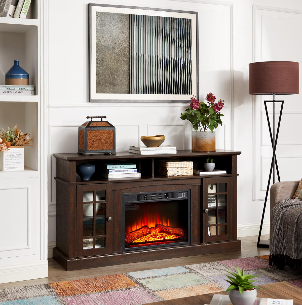 58-Inch Espresso Fireplace TV Stand B5462
